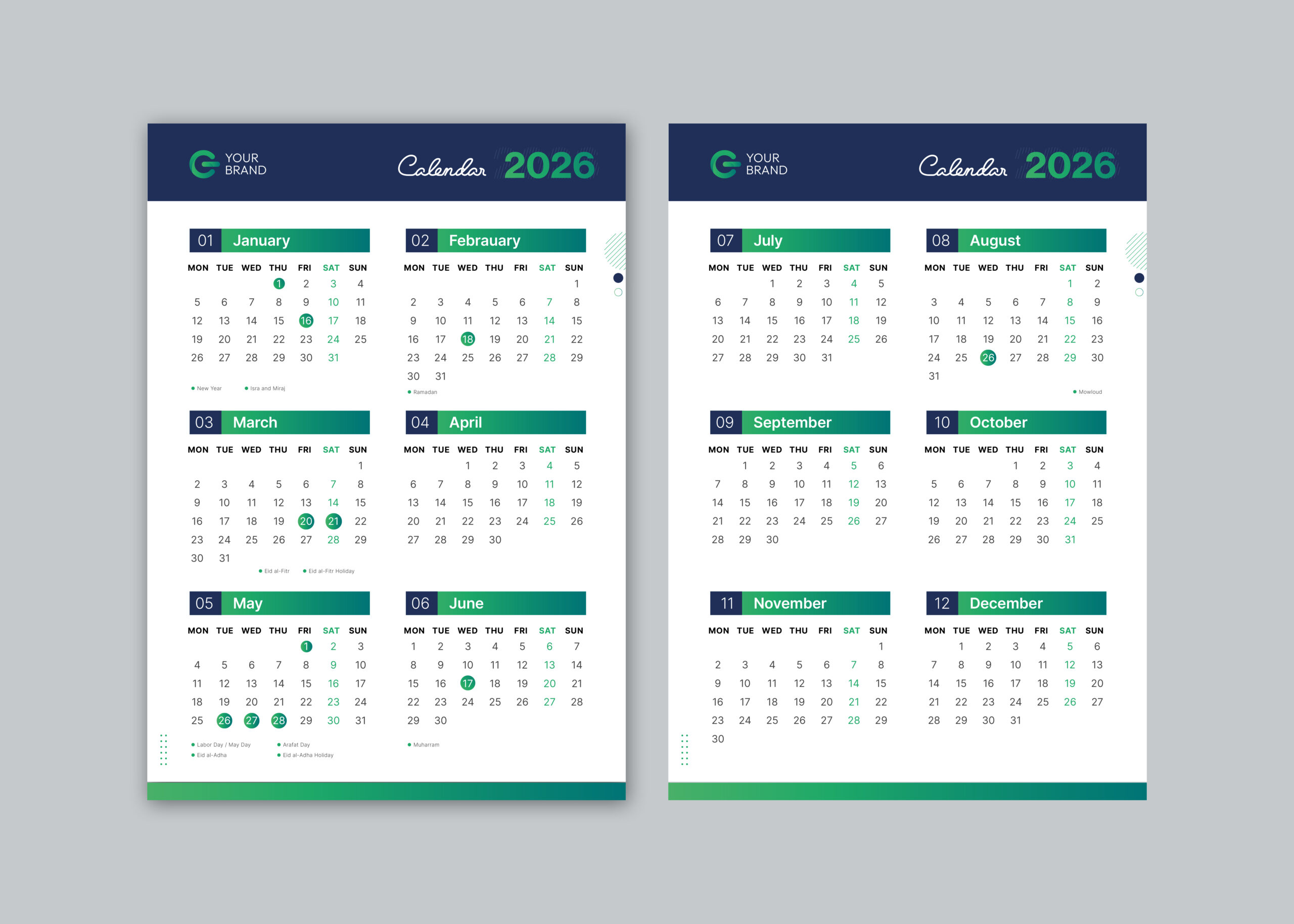 Modern Corporate 2026 Desk Calendar Template – Portrait Layout scaled