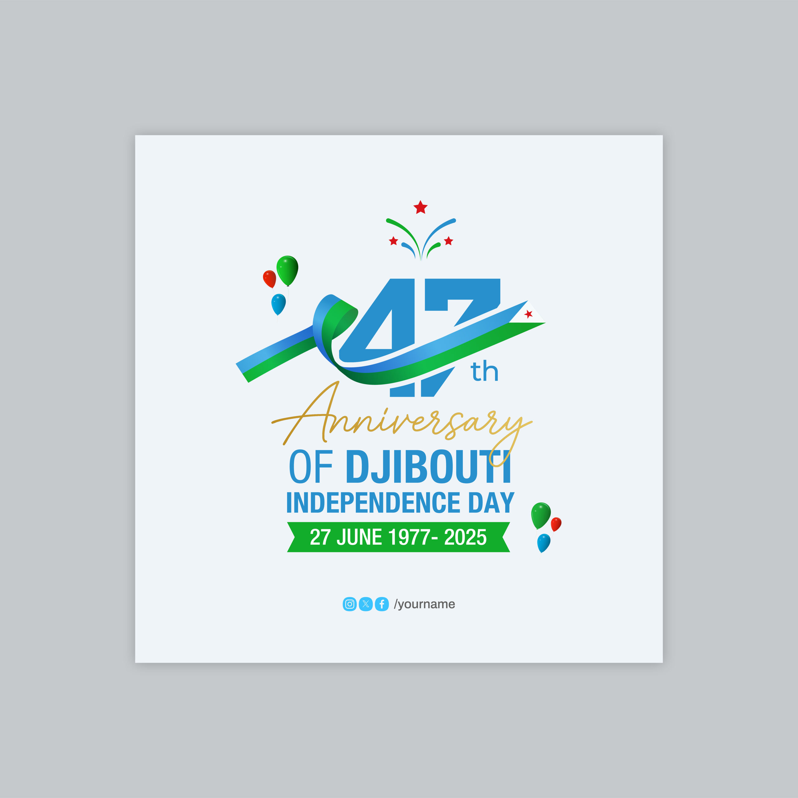 Djibouti Independence Day 47th Anniversary Social Media Post Template scaled