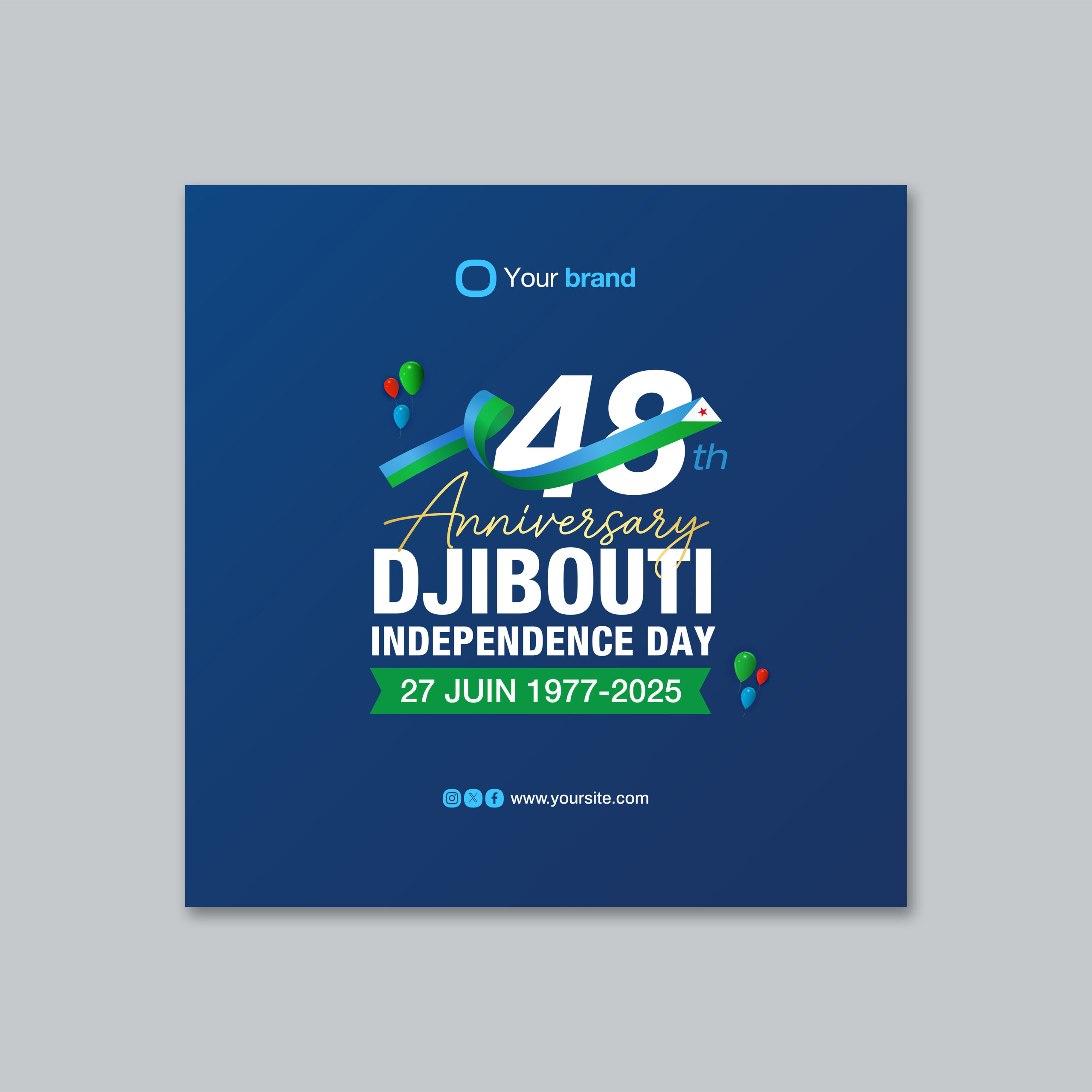 Djibouti Independence Day 48th Anniversary Social Media Post Template scaled