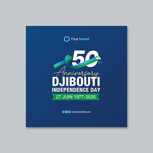 Djibouti Independence Day 50th Anniversary Social Media Post Template