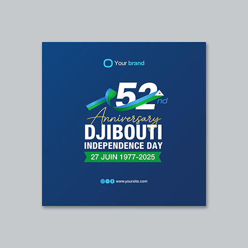 Djibouti Independence Day 52nd Anniversary Social Media Post Template