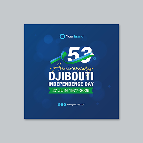 Djibouti Independence Day 53rd Anniversary Social Media Post Template
