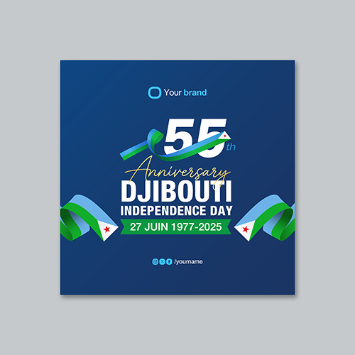 Djibouti Independence Day 55th Anniversary Social Media Post Template